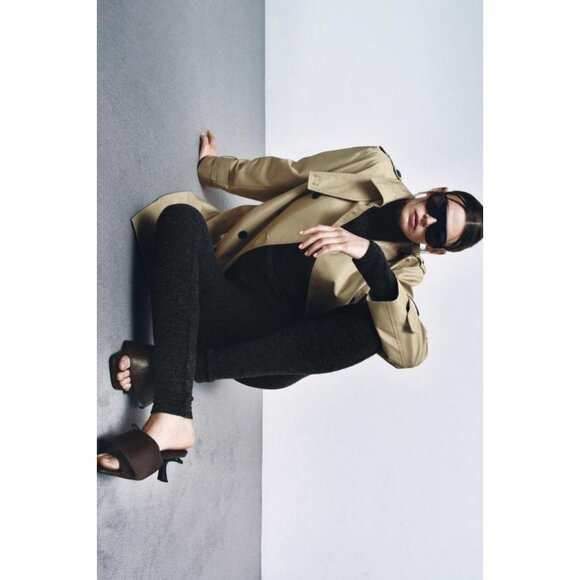 ZARA LEATHER KITTEN-HEEL SANDALS - Picture 4 of 8